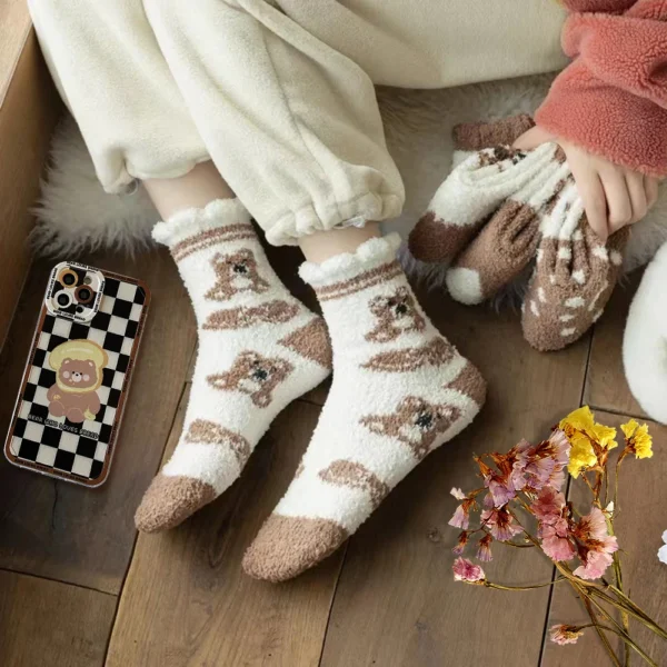 Floor Socks: Brown Bear Bliss - Image 2