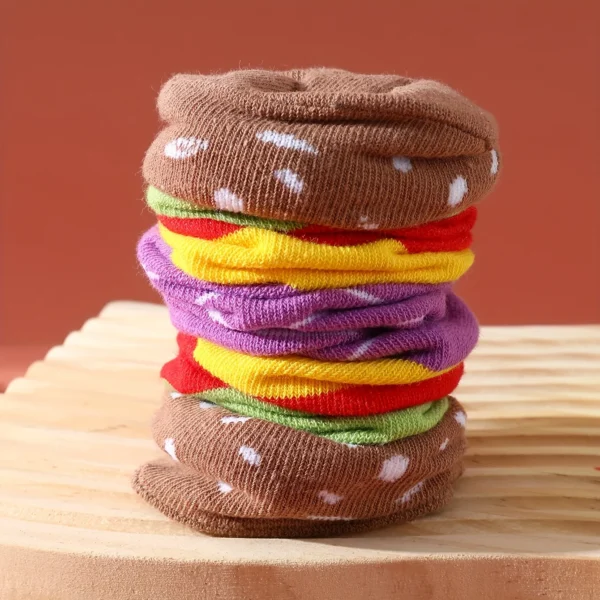 A unique pair of hamburgers with personalized patterns for both men and women,gift socks for friends on Halloween,seasonal items - Image 4