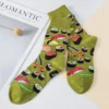 1 Pair Women's Cozy Cotton Crew Socks Sushi Carrot Watermelon Ice Cream Avocado Egg Hamburger Pattern Street Cartoon Funny Socks - Image 3