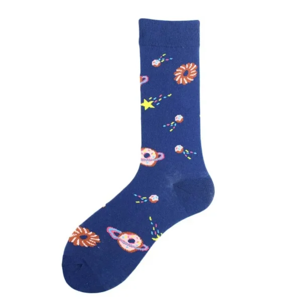 Painting Style Astronaut Men's Socks Harajuku Colorful Cotton Socks Planet Rocket Space Street Alien Socks - Image 3