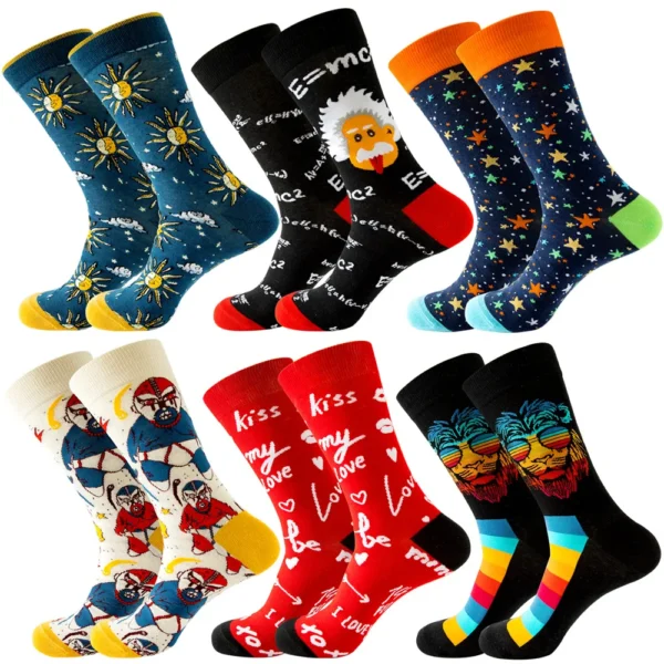 New Happy Mens Socks Women Novelty Cartoon Sock Combed Cotton Funny Men's Big Size Crew Harajuku Hip Hop Thick Long Socks - Image 3