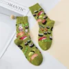 1 Pair Women's Cozy Cotton Crew Socks Sushi Carrot Watermelon Ice Cream Avocado Egg Hamburger Pattern Street Cartoon Funny Socks - Image 2