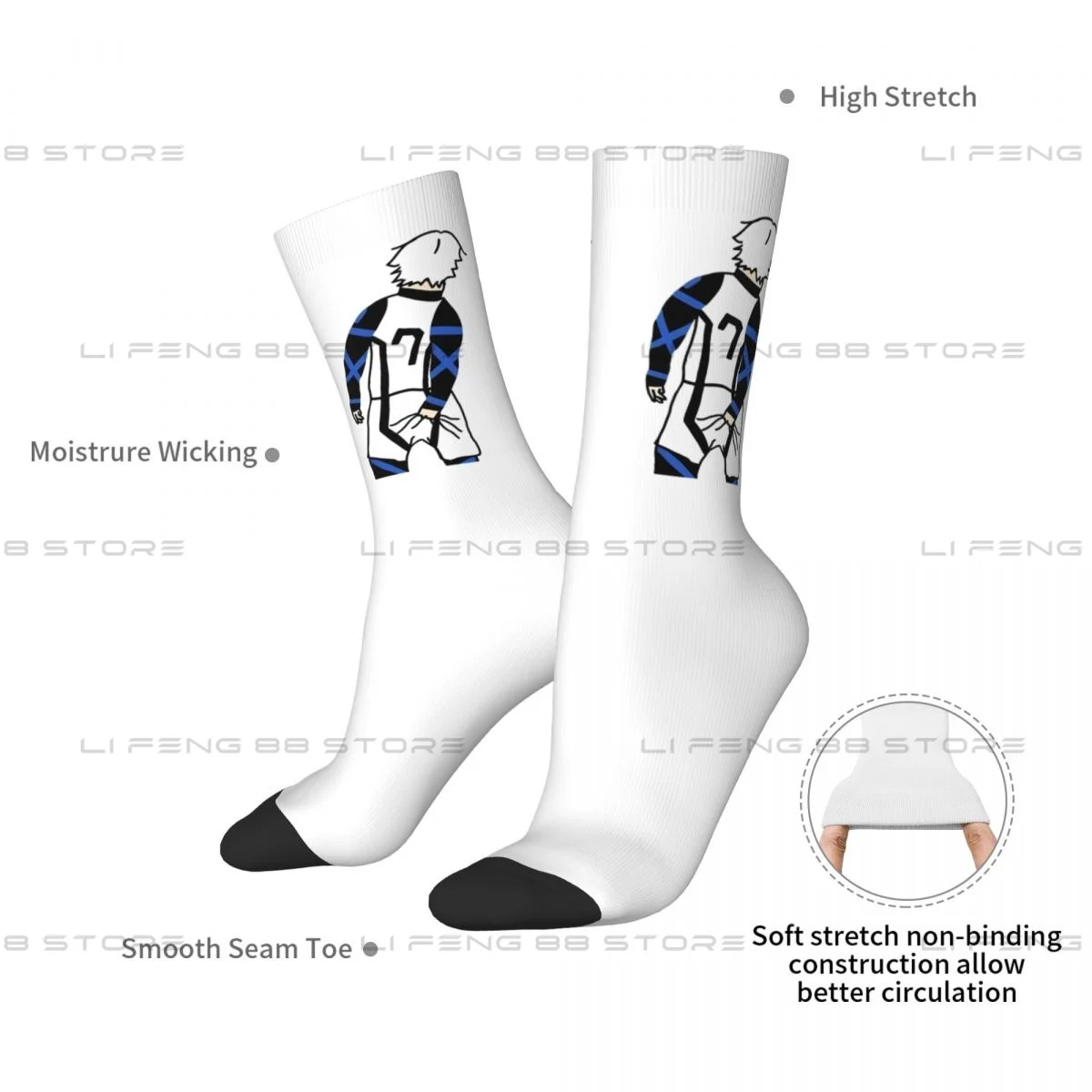 Anime Blue Lock Isagi Yoichi Unisex Winter Socks Warm Happy Socks Street Style Crazy Sock - Image 6