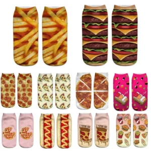 Funny 3D Printing Potato Chips Socks Female French Fries Packaging Design Unisex Socks Happy Harajuku Casual Fashion Short Socks