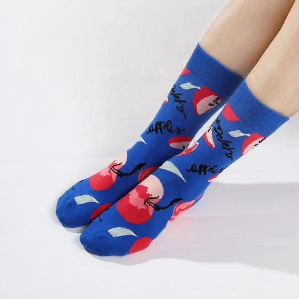 Happy Funny Colorful Women Stocking Fashion Plant Leaf Creative Tide Cotton Socks Cute Cartoon Fruit Cherry Pineapple Sock носк - Image 5