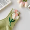 3 Pairs Cotton Women Socks Casual Breathable Japanese Korean Style Cartoon Flower Candy Color Fashion Female Middle Tube Sock - Image 2