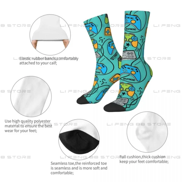 Pattern With Gamepads Old School Game Unisex Winter Socks Hip Hop Happy Socks Street Style Crazy Sock - Image 5