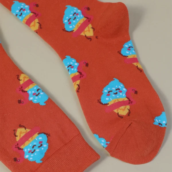 2 Pairs Women Ice Cream & Watermelon Print Cartoon Cute Socks, Soft Breathable Cotton Crew Socks, Women's Stockings & Hosiery - Image 5